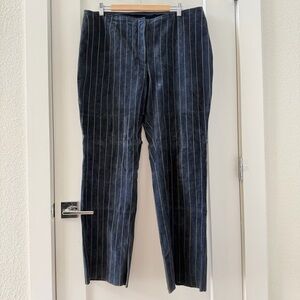 Vintage Wilson Leather Maxima Suede Navy Striped Pencil Pants Size 16